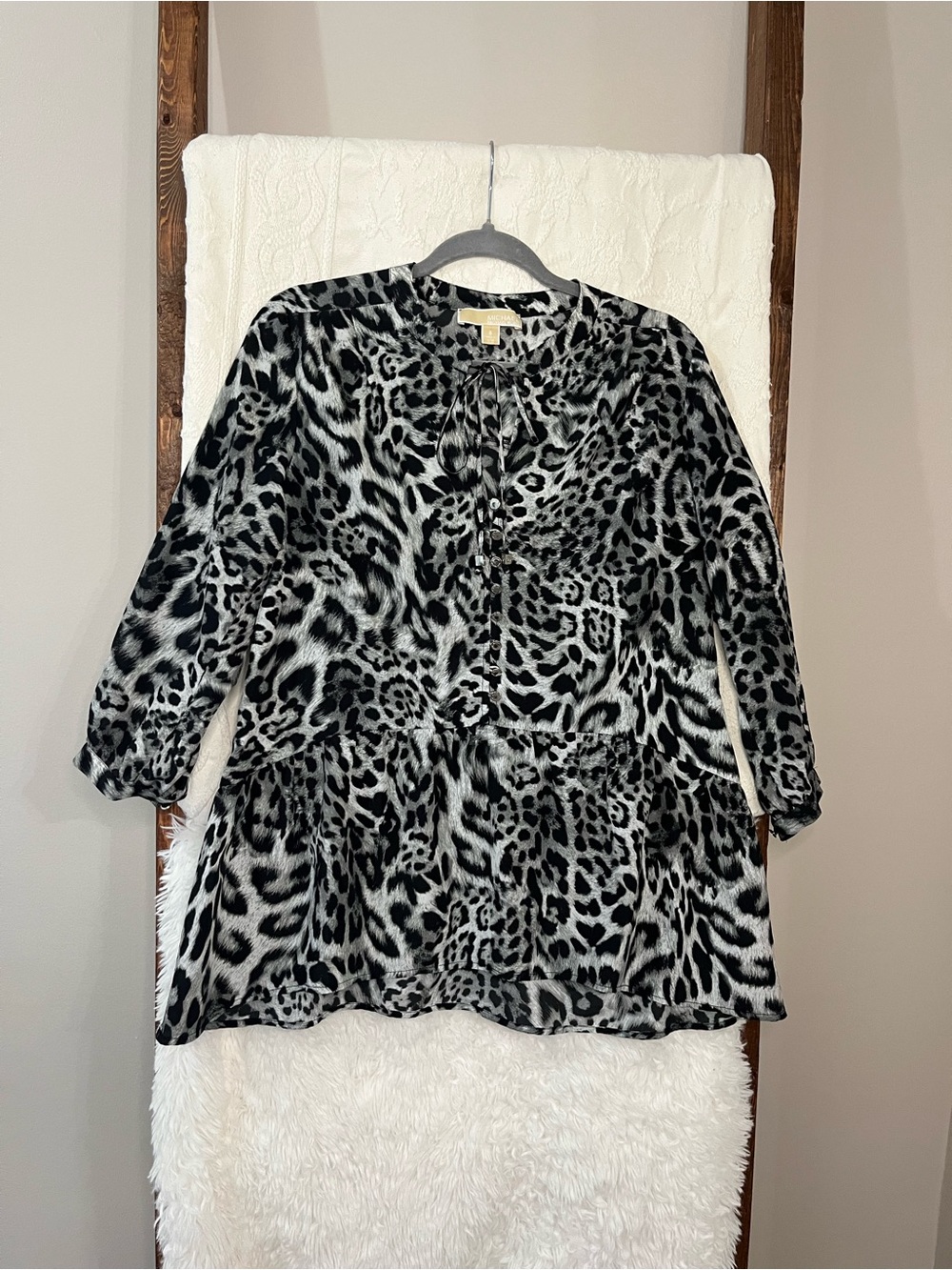 MICHAEL Michael Kors Leopard Print Peplum Blouse - Women’s Small